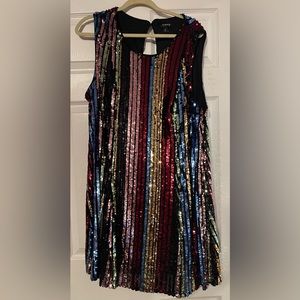 Torrid Sleeveless Sequin Rainbow Stripe Shift Dress, size 2X